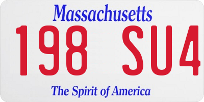 MA license plate 198SU4