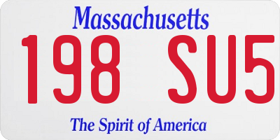 MA license plate 198SU5