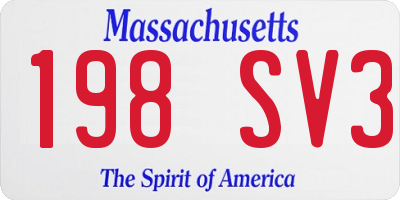 MA license plate 198SV3