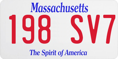 MA license plate 198SV7