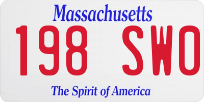 MA license plate 198SW0