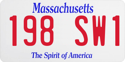 MA license plate 198SW1