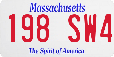 MA license plate 198SW4
