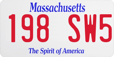 MA license plate 198SW5