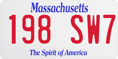 MA license plate 198SW7
