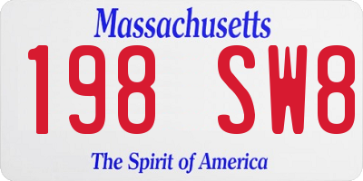 MA license plate 198SW8
