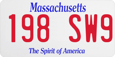 MA license plate 198SW9