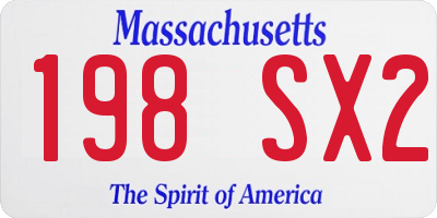 MA license plate 198SX2