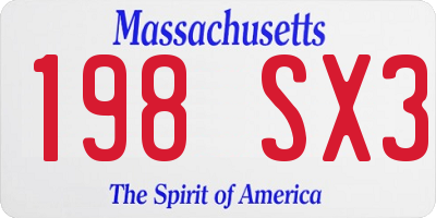 MA license plate 198SX3