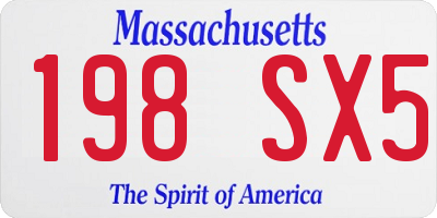 MA license plate 198SX5