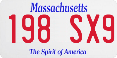 MA license plate 198SX9