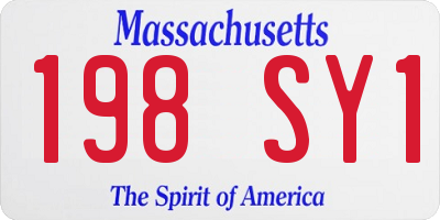 MA license plate 198SY1