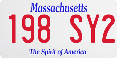 MA license plate 198SY2