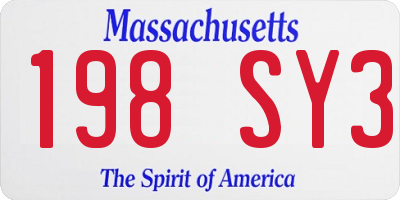 MA license plate 198SY3