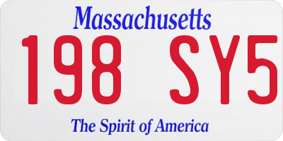MA license plate 198SY5