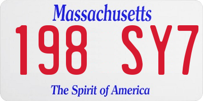 MA license plate 198SY7