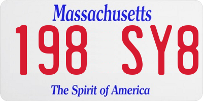 MA license plate 198SY8