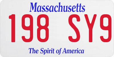 MA license plate 198SY9