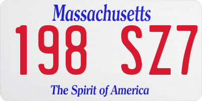 MA license plate 198SZ7