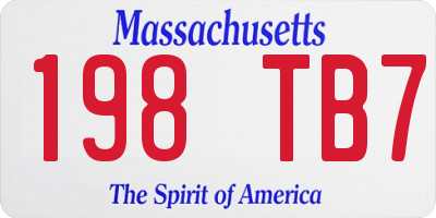 MA license plate 198TB7