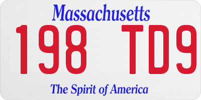 MA license plate 198TD9