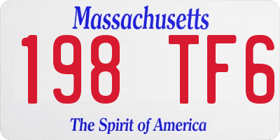 MA license plate 198TF6