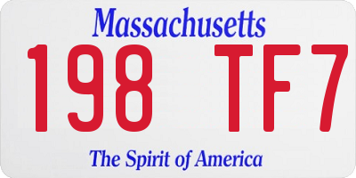 MA license plate 198TF7