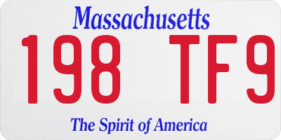 MA license plate 198TF9