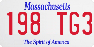 MA license plate 198TG3
