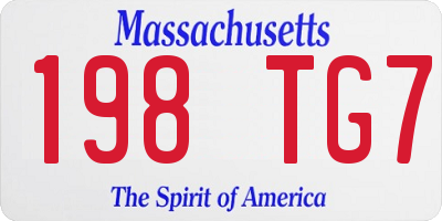 MA license plate 198TG7