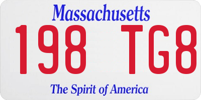 MA license plate 198TG8