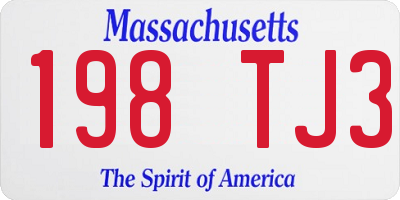 MA license plate 198TJ3