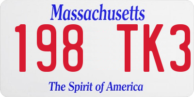 MA license plate 198TK3
