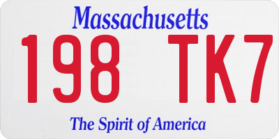MA license plate 198TK7