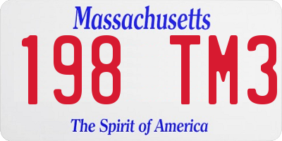 MA license plate 198TM3