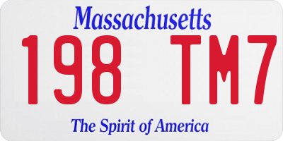 MA license plate 198TM7