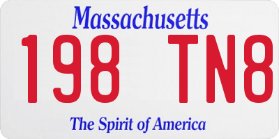 MA license plate 198TN8