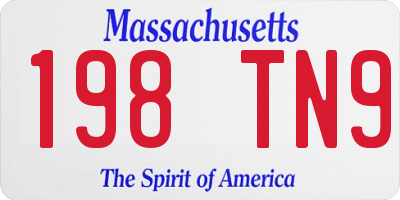 MA license plate 198TN9