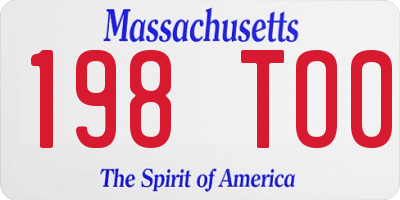 MA license plate 198TO0