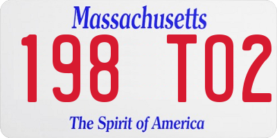 MA license plate 198TO2