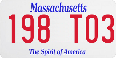 MA license plate 198TO3