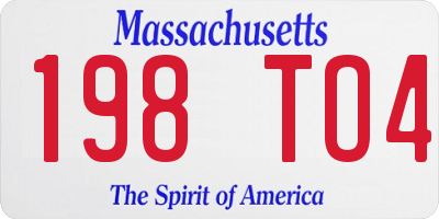 MA license plate 198TO4