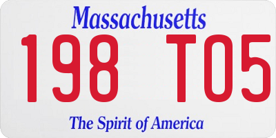 MA license plate 198TO5