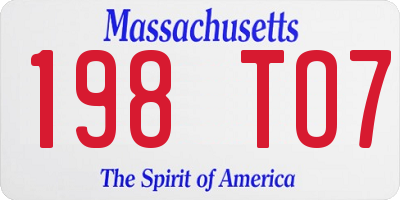 MA license plate 198TO7