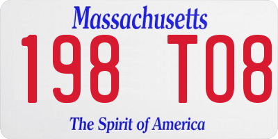 MA license plate 198TO8