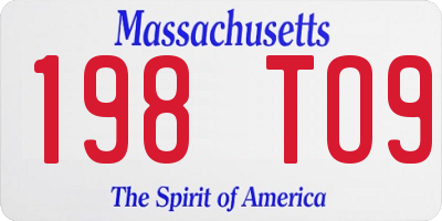 MA license plate 198TO9