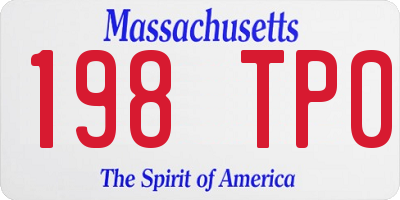 MA license plate 198TP0