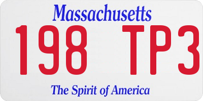 MA license plate 198TP3