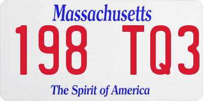 MA license plate 198TQ3