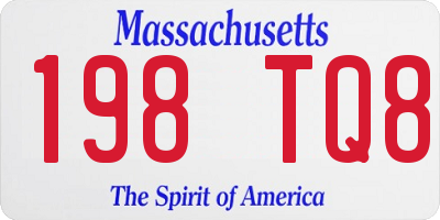 MA license plate 198TQ8